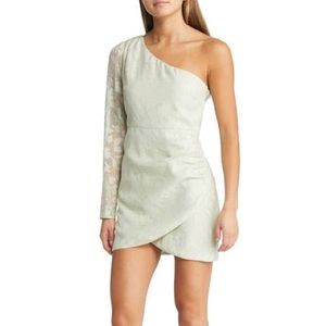 Lulu's Emogene Mint Green Burnout Floral One Shoulder Mini Dress XS NWT